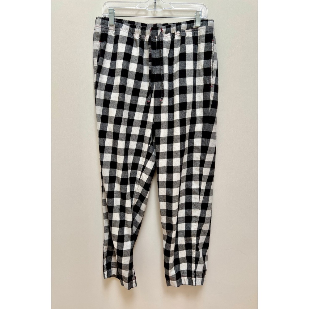 Hanna Andersson Pajama Pants Unisex Medium Black Buffalo Plaid Flannel Sleepwear
